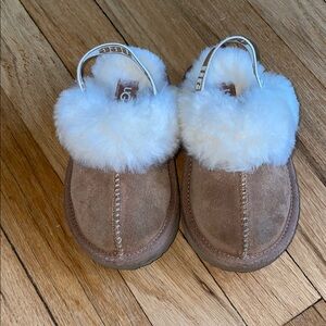 UGG Kids' Brown and White Cozy Slippers